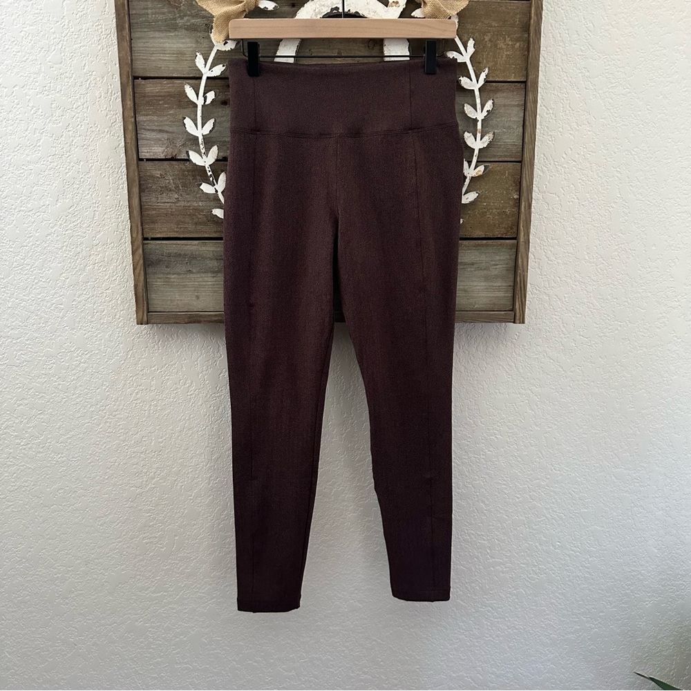 Athleta Delancey Brown Herringbone Tight Leggings pull on‎ pant ladies M
